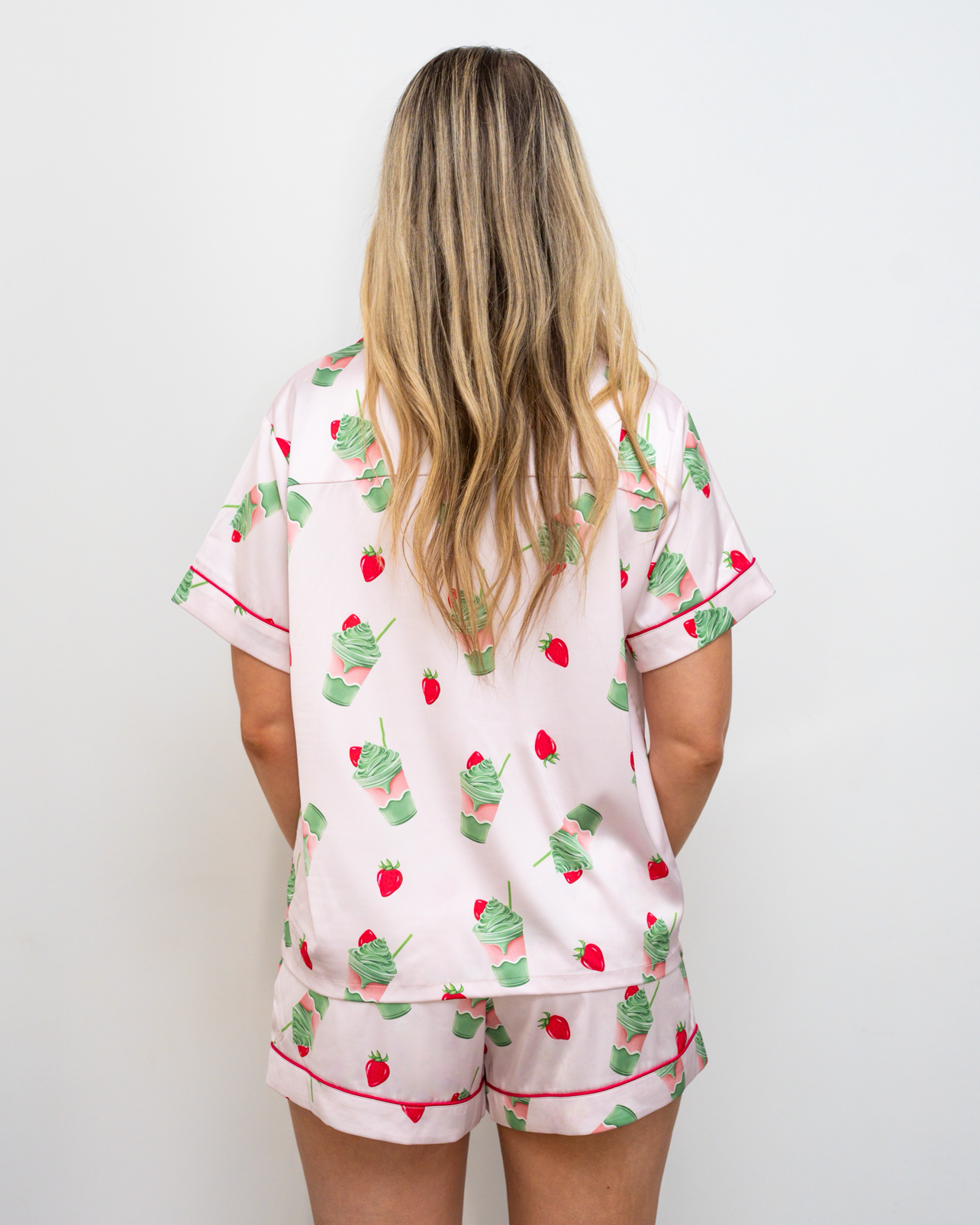 Strawberry Matcha Satin Set