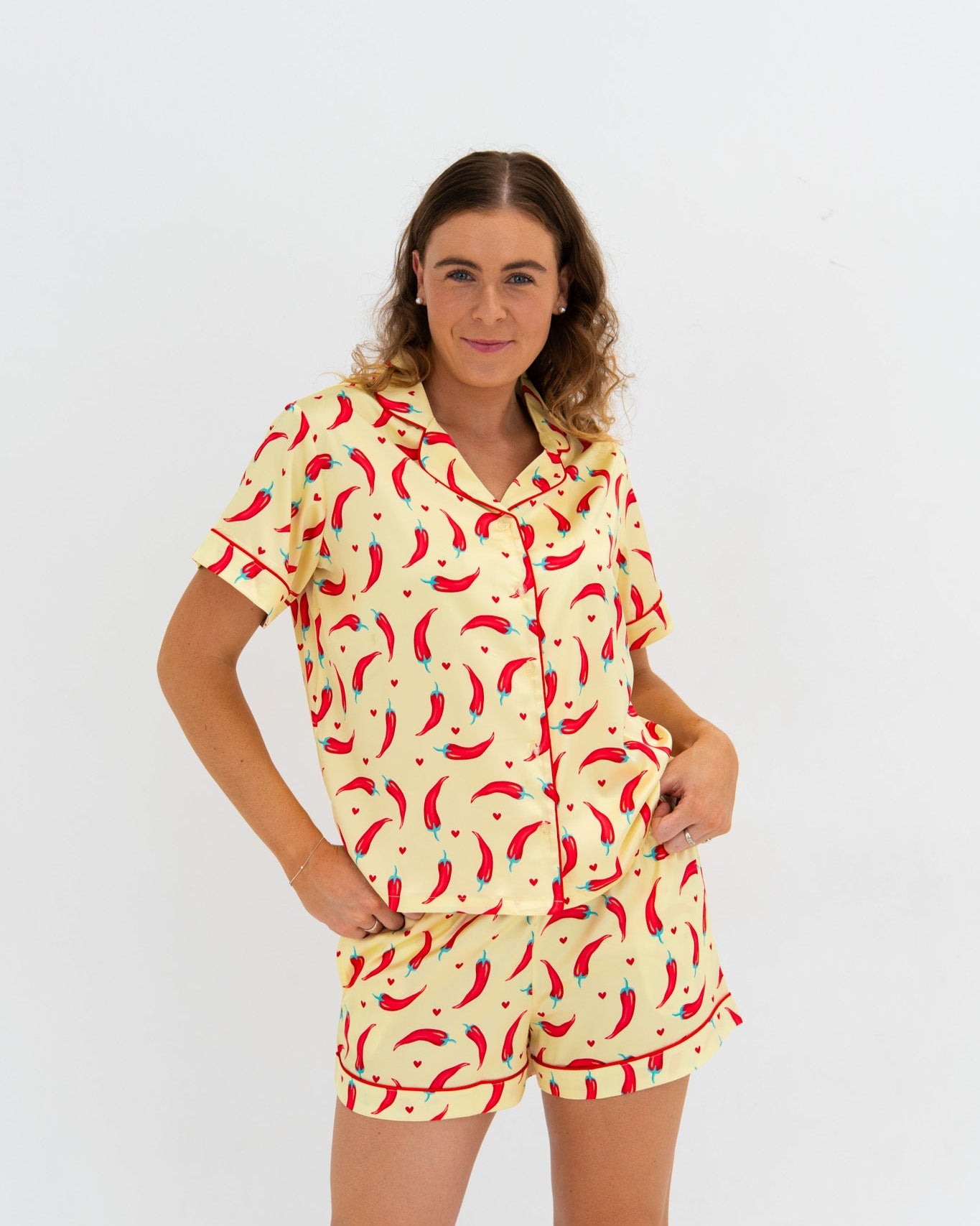 Chilli Hearts Satin Pyjamas