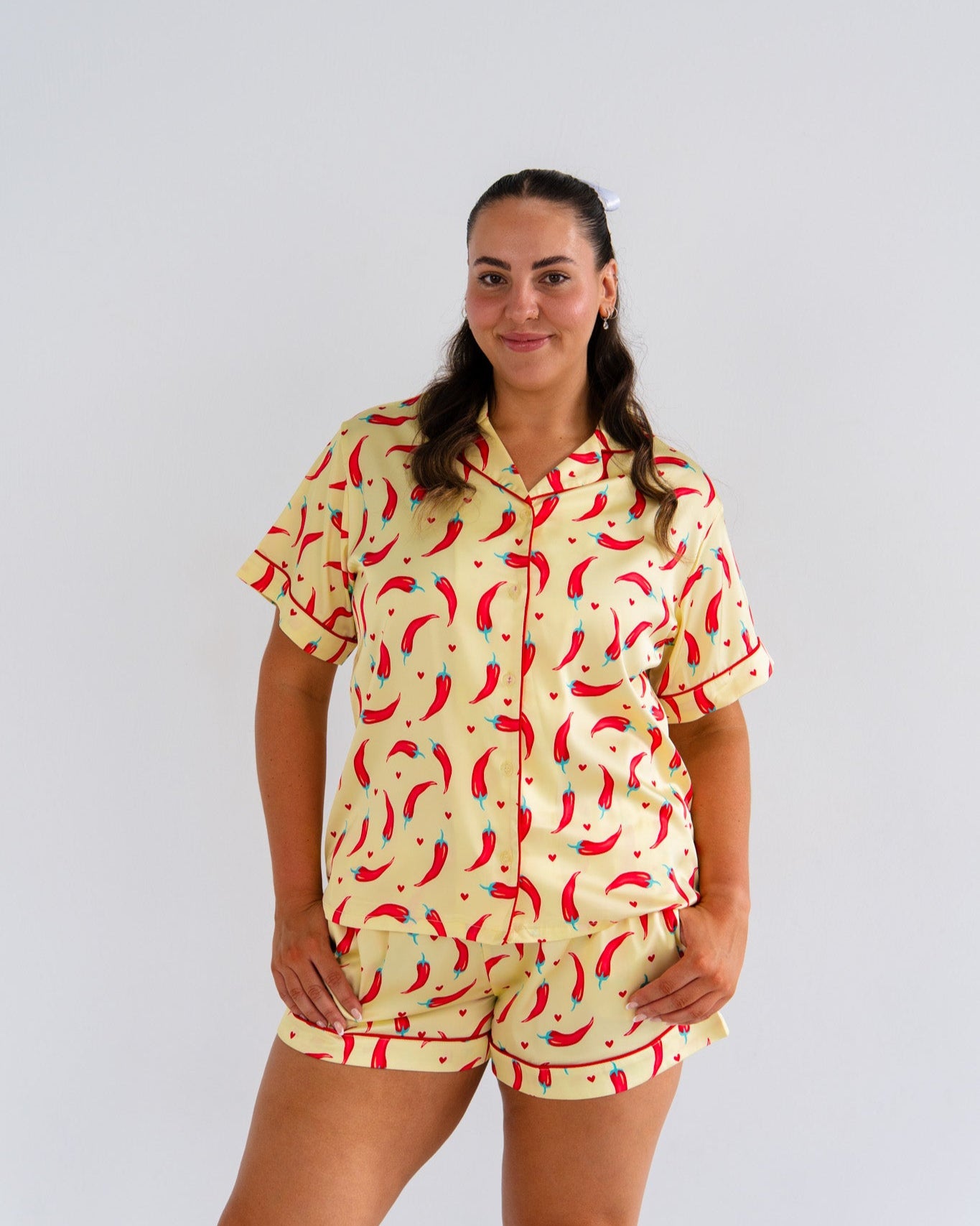 Chilli Hearts Satin Pyjamas