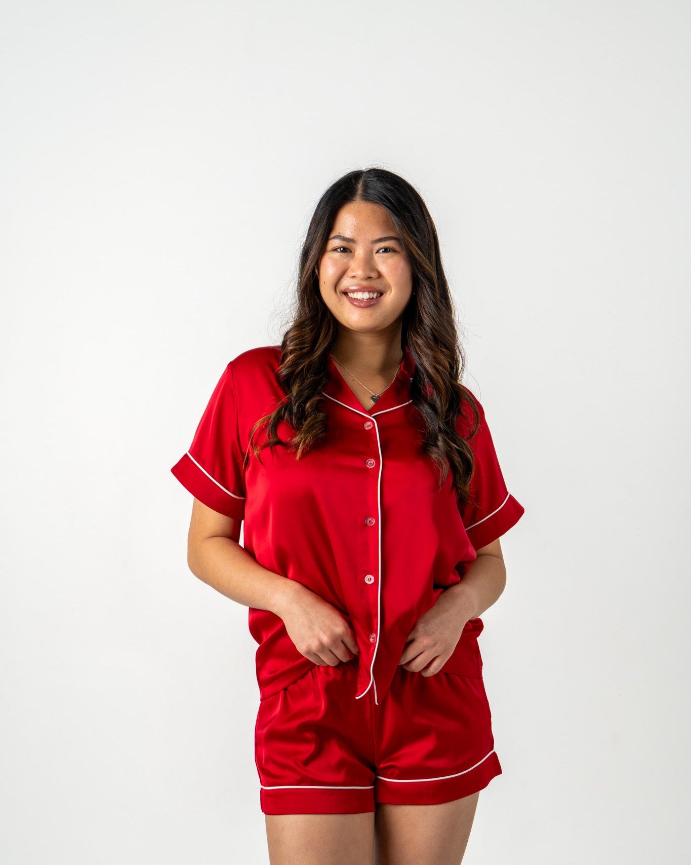 Santa Baby Red Satin Pyjamas