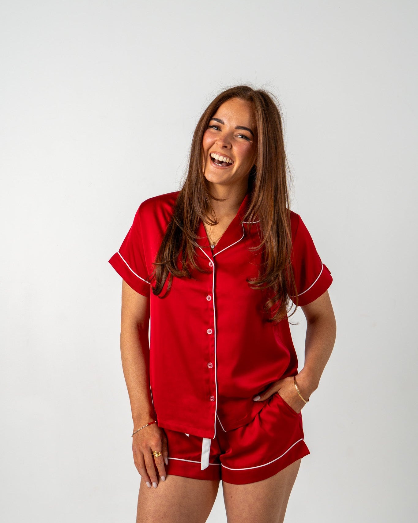 Santa Baby Red Satin Pyjamas