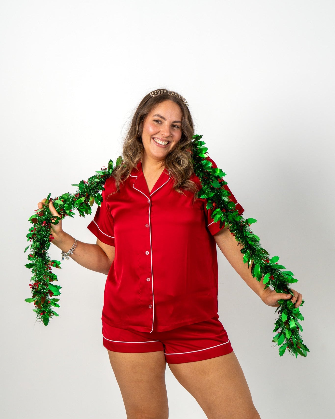 Santa Baby Red Satin Pyjamas
