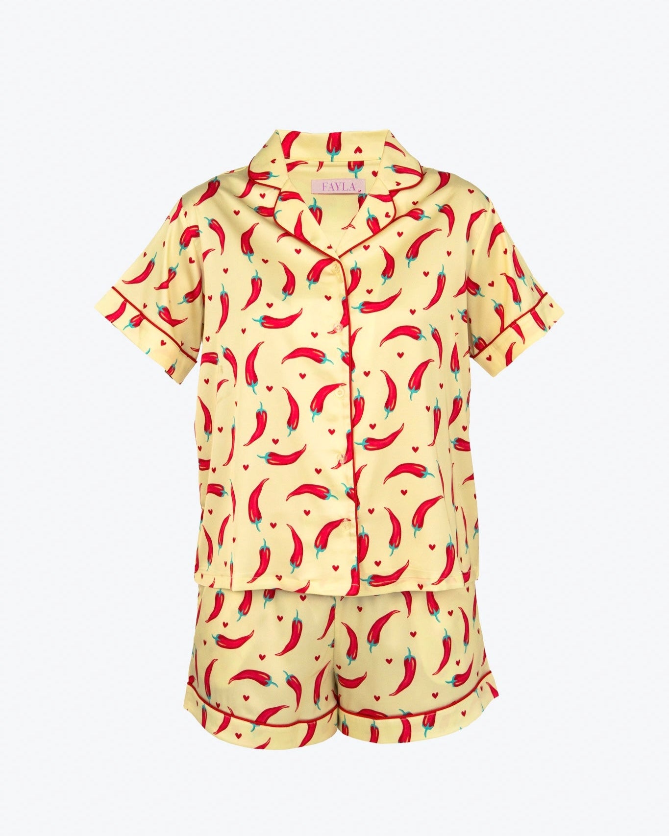 Chilli Hearts Satin Pyjamas