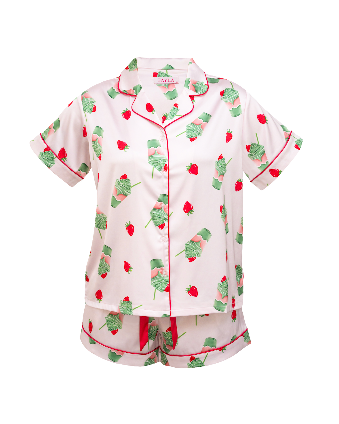 Strawberry Matcha Satin Set
